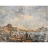 Italian School (19th/20th century): A busy coastal scene with figures dancing,