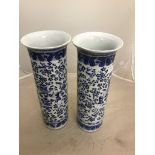 Pair of 18/19th century blue and white vases