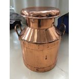 A copper two-handled 10-gallon milk churn from The Jobs Dairy,