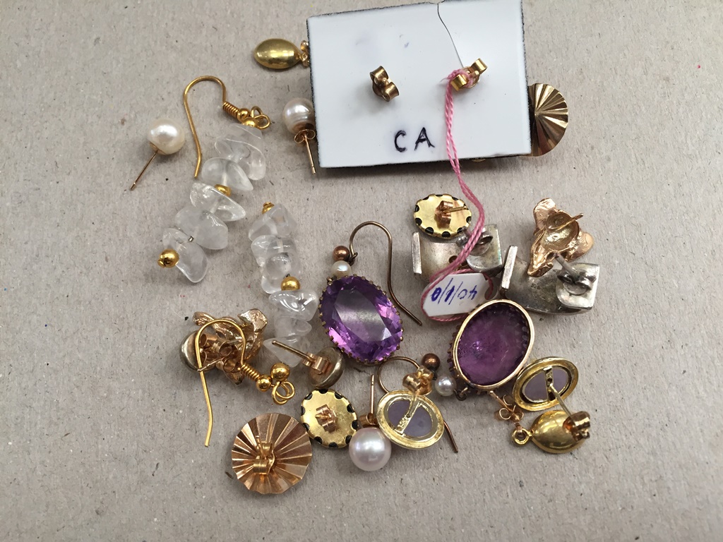 12 pairs of earrings to inc gold and silver examples