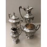 A late Victorian four-piece silver-plated tea service