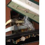 A box of watches to inc a boxed Gucci example