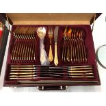 A cased gold plated Solingen cutlery set