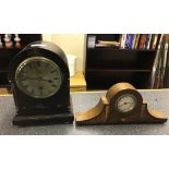 An oak mantel clock;