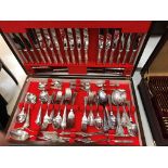 An oak cased cutlery set