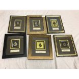 Six separately framed military badges