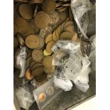 A large quantity of coins to inc pennies, Victorian to QEIIK, crowns,
