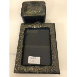 A HM silver photograph frame and lidded box
