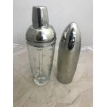 Two silver-plated cocktail shakers