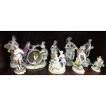 Nine ceramics to inc Meissen-style,