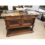 A Continental walnut marble-topped sideboard