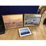 Three prints of shipping/harbour scenes, including a pair after Clive Madgwick,