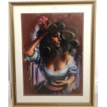 Harvey Brown (20th century): Portrait study of a windswept lady, pastel, signed lower right,