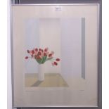 A hand signed artist's proof colour print, 'Tulips with Glass Table',