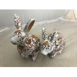 A pair of Oriental ceramic rabbits
