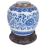 A Chinese blue and white jar Kangxi period (1661-1722) Elegantly decorated with chrysanthemums and