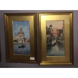 A pair of watercolours depicting Venetian scenes, one indistinctly signed,