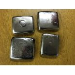 Four hallmarked silver cigarette cases to inc RAF example and pin