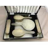 A cased HM silver brush set