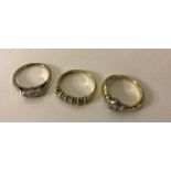 Three ladies 9ct gold and diamond rings