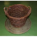 A brass tray and a basket