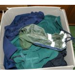 A box containing clothes and fabrics