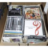 A box containing CDs