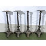 Four cast Iron table pedestals