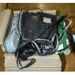 A box containing telephones