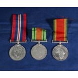 A trio of WW11 medals, Africa service and defence of war. R. Venn