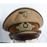 A 1930's Nazi Party Political Leaders visor cap with rare black piping. Including certificate of