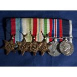 A group of six navy medals. Atlantic Africa and Italy war medal. L.S.G.C