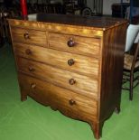 A late Georgian early Victorian mahogany chest of two over three drawers on splayed bracket feet