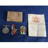 Trio of Navy medals 1939-45. Atlantic and war medal with entitlement slip and box of issue