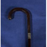 Walking cane with silver collar