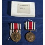 Two special constabulary long service medals. Robert. N. Mason Northumberland, original box of