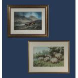 Two framed prints depicting rural scenes