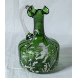 A Mary Gregory green glass decanter