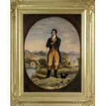 A gilt framed oil on board portrait of Robert Burns Image size 50cm x 39cm