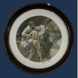 A framed print of children bathing