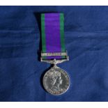 A general service Cyprus medal. 23317682 PTE G. Richardson R.A.O.C