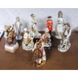 A collection of pottery figures