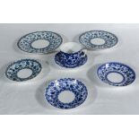 Six pieces of blue and white transfer printed pottery