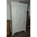 A painted oak single wardrobe