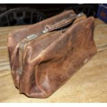 A leather Gladstone bag