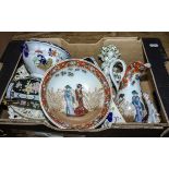 A box containing oriental pottery items