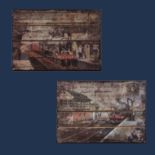 A pair of train prints