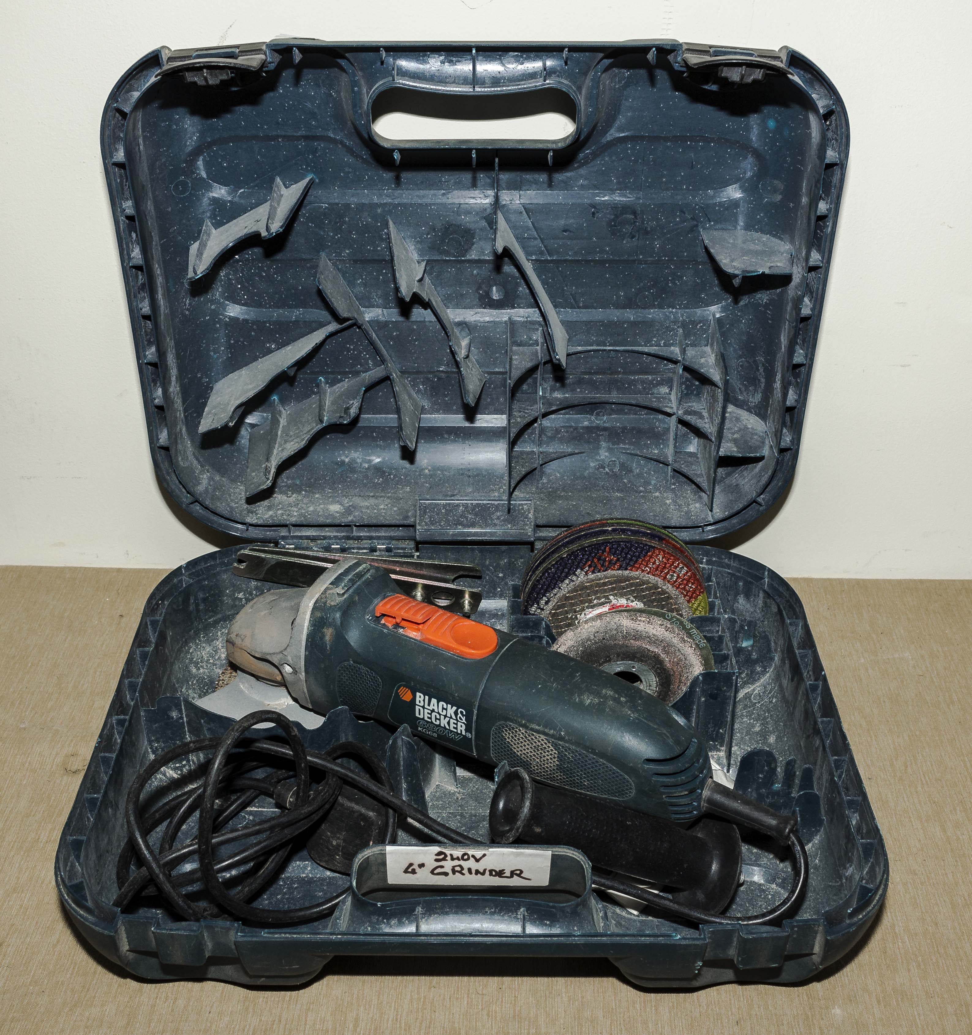 A Black & Decker angle grinder