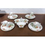 A Queens Virginia Strawberry dish, four cups and plates