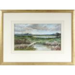 R B Nesbit A framed watercolour depicting a rural scene in Surrey, signed. size 19cm x 33.5cm